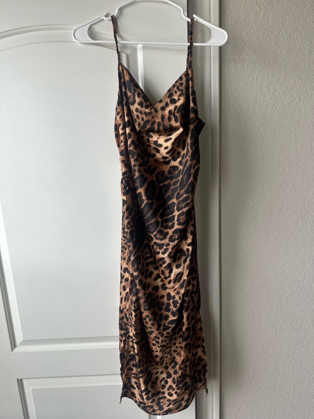 Nasty Gal Leopard Slip Midi Dress - Brown/Black